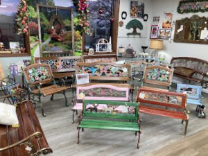 Cast Iron Canvas Benches